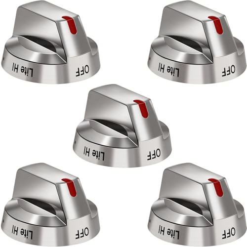 DG64-00473A Top Burner Control Dial Knob Range Oven Replacement Compatible with Samsung Range Oven Gas Stove Knob NX58F5700WS NX58H5600SS NX58H5650WS NX58J7750SS NX58M6850SS （5pcs）