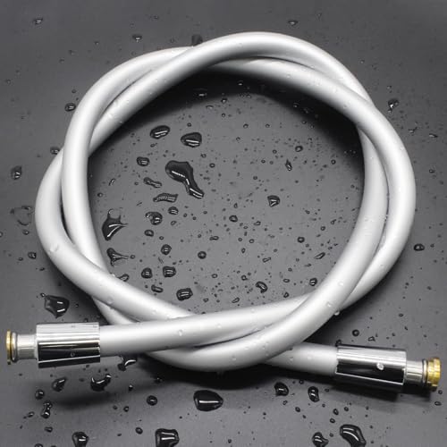 69 Inches Silicone Shower Hoses Replacement, Anti-Kink Designed Handheld Shower Head Hose Ultra-Soft Hoses Extension with Brass Insert & Nut, Silver