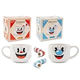 Cuphead & Mugman 24oz Ceramic Mug and Straw | Set of 2