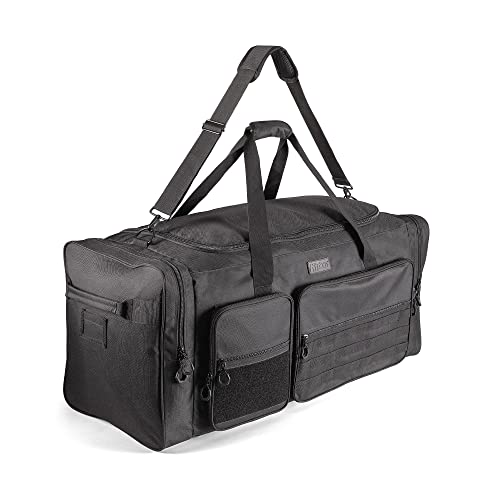 Fitdom 130L 36" Heavy Duty Extra Large Sports Gym Equipment Travel Duffle Bag W/Adjustable Shoulder Strap & 7 Compartments. Perfect for Soccer Baseball Basketball Hockey Football, Team Coaches & More