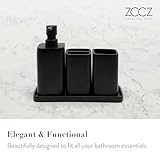 ZCCZ Matte Black Bathroom Accessory Sets, 4 Pieces Bathroom Accessories Complete Set Vanity Countertop Accessory Set, Includes Lotion Dispenser Soap Pump, Tumbler, Toothbrush Holder and Tray