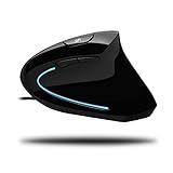 Adesso iMouse E1 - Vertical Ergonomic Illuminated Mouse - Optical - Cable - Glossy Black - USB - 1600 dpi - Scroll Wheel - 6 Button(s) - Right-Handed Only - IMOUSE E1