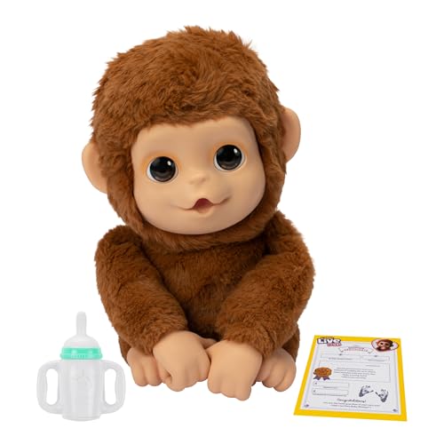 Little Live Pets My Baby Monkey Mango, 50+ Sounds and Reactions, Plush Interactive Monkey Toy Set with Accessories, Interactive Pets for Kids Ages 4+