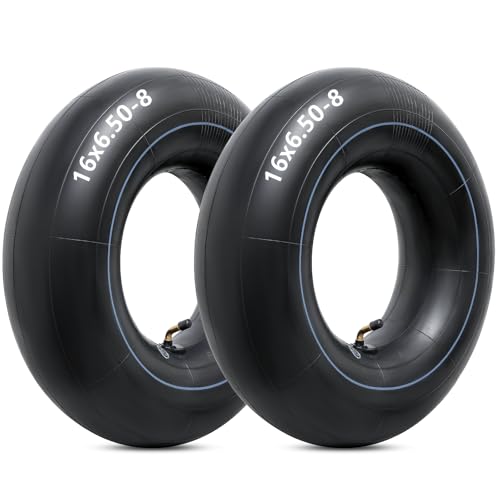 Heavy Duty 16x6.50-8 Inner Tubes with TR-87 Bent Valve Stem, Premium Replacement 16x6.50-8/16x7.50-8 Lawn Mower Tire Tubes Fit for Tractor, Garden Trailer, Golf Carts, Wheelbarrows and More Pack of 2