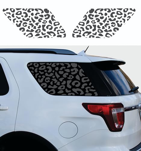 Compatible with Ford Explorer 2011-2019 | Precut Leopard Cheetah Print Window Decals | Both Side | Proudly Made in The US | Matte Black (Leopard Cheetah Print)