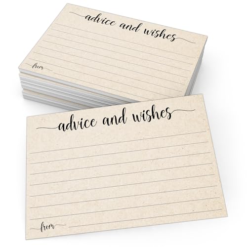 321Done Advice and Wishes Cards, Made in USA - 4x6 Kraft Tan, Blank Well Wishes for Wedding, Bridal, Mr and Mrs, Retirement, Baby Shower, Words of Wisdom - Pack of 50