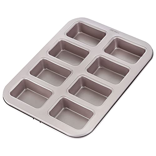 CHEFMADE Brownie Cake Pan, 8-Cavity Non-Stick Rectangle Muffin Pan Blondie Bakeware for Oven Baking (Champagne Gold)