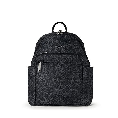 Securtex® Anti-theft Vacation Travel Backpack 10x13" Slash-Resistant Nylon Daypack w/RFID, Midnight Blossom