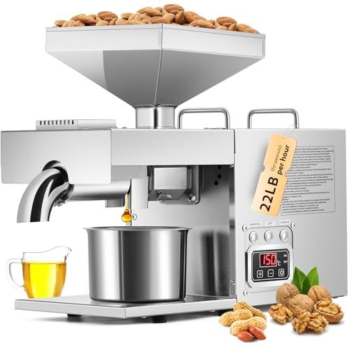 CGOLDENWALL 3000W Commercial Oil Press Machine Oil Extractor Expeller with Intelligent Temperature Controller/Industrial Motor/All Stainless Steel/CE (110V, US Plug)