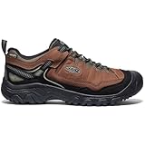 KEEN Men's Targhee 4 Low Height Durable Comfortable Waterproof Hiking Shoes, Bison/Black, 10.5