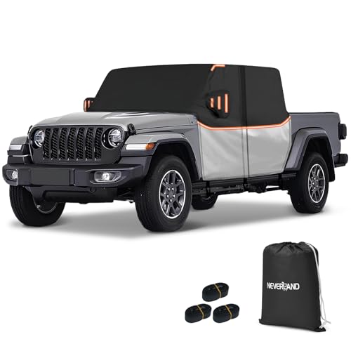 NEVERLAND Cab Cover Compatible with Jeep Gladiator JT 2019-2025, All Weather Waterproof Gladiator Half Car Cover, Outdoor Jeep Cab Cover Rain Covers with Reflective Stripes for Sun Snow UV Protection