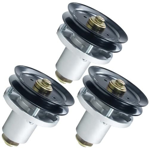 POSFLAG 3 Pack 607418 Spindle Assembly with 604664 Pulley Replaces Hustler 607418 Spindle 607418, 601804 Hustler 601804 Spindle Assembly, Hustler Raptor SD 54 Parts, Hustler Raptor SD 54 Deck Spindles