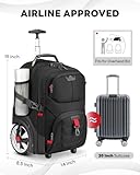 MATEIN Rolling Bag with Wheels, 17 Inch Extra Large Laptop Roller Backpack for Adults with Anti Theft Lock & USB Charging Port, Water Resistant Wheeled Bag Carry On Luggage for Teacher Work Travel Men