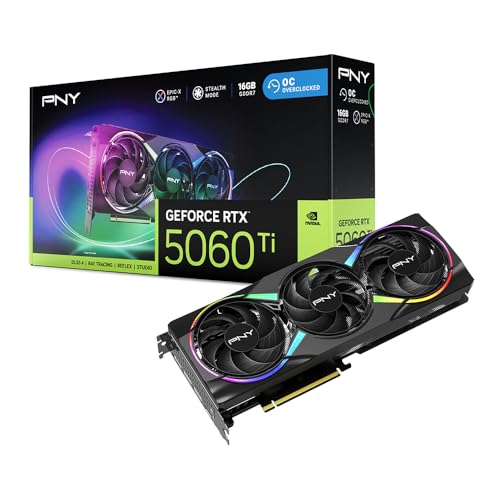 PNY NVIDIA GeForce RTX™ 5060 Ti 16GB ARGB Overclocked Triple Fan Graphics Card (DLSS 4, PCIe® 5.0, HDMI®/DP 2.1, 2-Slot, Epic-X™ RGB Lighting)