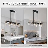 Moooni 6 Lights Rectangular Chandelier, Black and Gold Linear Chandelier, Rectangle Pendant Light Fixture for Dining Room Kitchen Island-L30