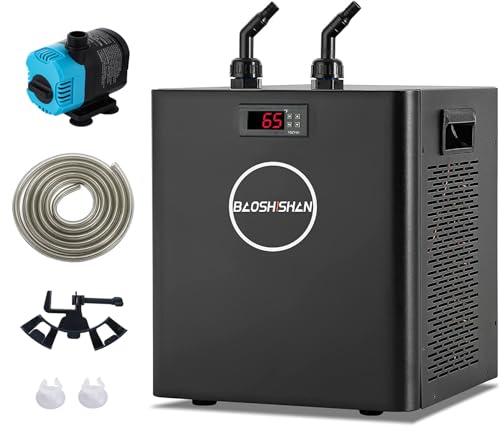 BAOSHISHAN Aquarium Chiller 79 gal, 1/3 HP Water Cooler, Special Quiet Design Refrigeration Compressor for Hydroponics, Axolotl, Coral Reef, Fresh & Salt Fish Tank (79gal/300L)
