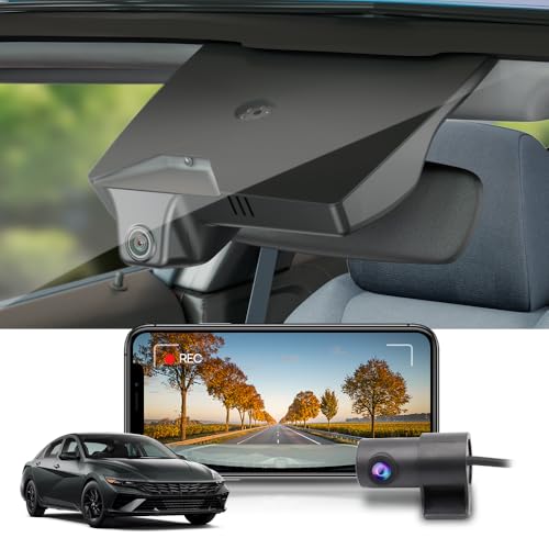Fitcamx 2160P+Rear 1080P Dash Cam Adapts for Hyundai Elantra 2021-2025 SE SEL Limited N Line Blue Manual (AA000), OEM Look, Dual HD Video, WiFi & APP, Loop Recording, G-Sensor, Easy to Set, 128GB Card