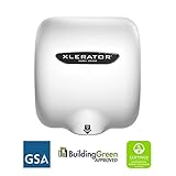 XLERATOR XL-BW Automatic High Speed Hand Dryer with White Thermoset (BMC)Cover and 1.1 Noise Reduction Nozzle, 12.5 A, 110/120 V