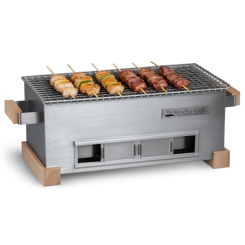 The Bincho Grill MG-168 Mini Yakitori Grill – Japanese Style Tabletop Charcoal Hibachi BBQ – Portable Binchotan Grill for Authentic Japanese Grilling – Perfect for Outdoor, Camping, or Home Use
