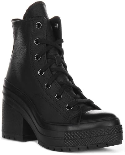 Converse A06145C Men's Chuck 70 De Luxe Heel Leather Heeled Ankle Boots (Black, US 6.5M/8.5F)
