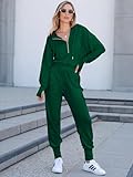 Caracilia Jumpsuits for Women Fall Casual Sweatsuits Long Sleeve Zip Sweatshirts Jogger Sweatpants One Piece Romper Outfits﻿ Green Small