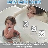 Trankerloop Baby Bath Seat for Babies 6 Months & up, Non-Slip Toddler Bath Seat for Baby & Newborn, Sit Up Bath Seat for Baby,Grey