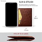 Light Brown Ostrich Credit Card Holder Slim Minimalist Leather Bifold Wallet Slim Executive Business Luxury RFID Blocking Front Pocket Travel ID Case Handmade Exotic Leather Gift For Men CARDOS-06