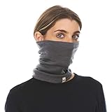 100% Merino Wool - Midweight Neck Gaiter - Skiing Neck Warmer - Winter Face Mask - Multipurpose Headwear - Charcoal Gray - Moisture Wicking Neck Wear