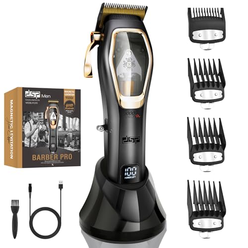 DSP Pro Barber Hair Clippers Set: Cordless Magnetic 9000 RPM, Constant Speed Control for Smooth Cutting. Ceramic Blades, 2500mAh Battery, Low Noise & Heat - Ideal for Men's Grooming & Fades (Black)