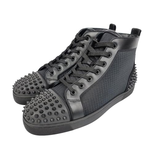 Christian Louboutin Men's Lou Spikes 2 Black Leather High Top Sneakers (US Footwear Size System, Adult, Men, Numeric, Medium, 6)