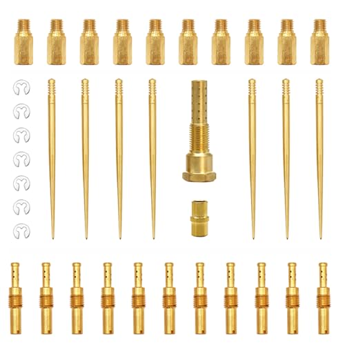 30pcs Carburetor Carb Main Slow/Pilot Jet Injection Nozzle Emulsion Tube Kit Nozzle Holder for CV-K PW-K PW-M PE26/28 FCR PD Crab Replacement（Emulsion Jet Upgrade to 30 Holes）