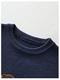 SHENHE Men's Oversized Crew Neck Cute Bear Sweater Vintage Unisex Preppy Sweater Jumper Deep Blue Small