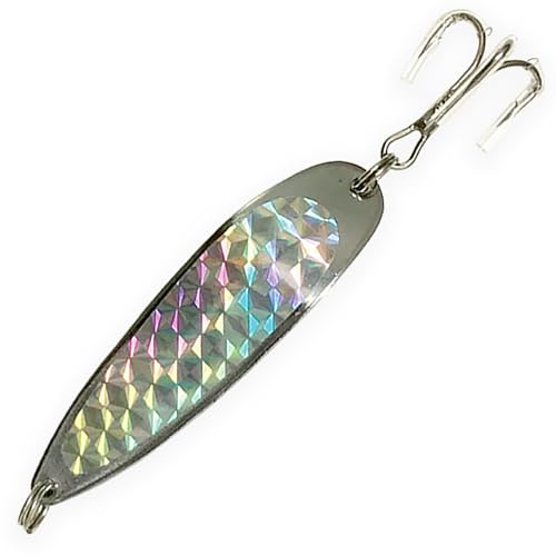 Crocodile Spoons Fishing Lures 1oz, Silver Chrome with Treble Hooks – Pack of 6 | Versatile Saltwater & Freshwater Lures for Trout, Tuna, Bass, Walleye, Halibut, and More