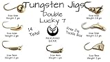 Tungsten Ice Fishing Jigs - Lucky 14 Pack Gold 4-6mm Free Tackle Box Case Included 1-2gm #8-10 Hook Lure Bait Walleye Crappie Panfish Trout