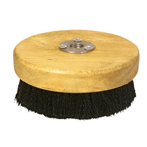 HI-TECH 5” Wood Block Brush – Carpet & Upholstery Shampoo Tool for Rotary Buffers & Polishers – Medium Soft Bristles – Auto Detailing, Home, Office Cleaning