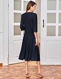 Navy Blue Dress for Women 2025 Knitted Lace Crew Neck Aline Dress with Long Sleeve Jacket L