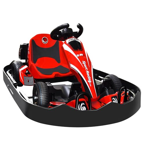 JYXKART Electric Go Kart, DRT3 Pedal Kids Go Kart Build in Dual 350W AC Brushless Motor with 36V8A Removable Lithium Battery, 20mph High Speed Racing Drifting Go Karts for Kids Ages 3-16 (Red)