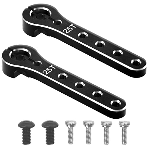 2Pcs ShareGoo 25T Servo Horn 56mm Metal 25 Teeth Extension Steering Servo Arm Compatible with 30-100CC Balsa Airplanes RC Plane Helicopter Car (Black)