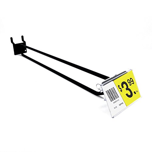 Pegboard Scanner Hooks with 2.5" L X 1.25" H Flip Up Scan Plates, 10" D, Black, 50 Pack