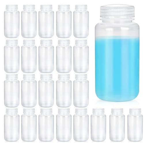 Dapuri 30 Pcs 8oz 250 ml Plastic Sample Bottle Wide Mouth Reagent Bottle Water Sample Bottles Lab Grade Polypropylene Bottles Containers for Laboratories Classroom