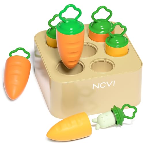 NCVI Baby Carrot Bunny Picking Toy for Harvest Games, Food-Grade Silicone Montessori Educational Carrot Pulling Sorting Toy for Toddler Girls Boys 1-3 Years Old, Easter Gift Basket Stuffers Fillers