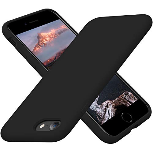 Cordking Designed for iPhone SE Case 2022/2020, Designed for iPhone 7 8 Case, Silicone Ultra Slim Shockproof Phone Case with [Soft Microfiber Lining], 4.7 inch, Black