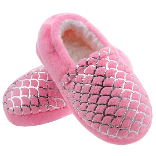 MIXIN Girls Slippers Mermaid Princess No-Slip Memory Foam Slippers Soft Rubber Sole House Shoes for Bedroom Indoor Outdoor Mermaid 1