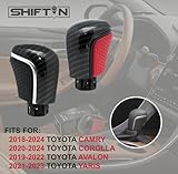 SHIFTIN Black Leather Replacement Gear Shift Knob Gearbox Shifter Head for Toyota Camry Corolla Avalon (Full Carbon Pattern)