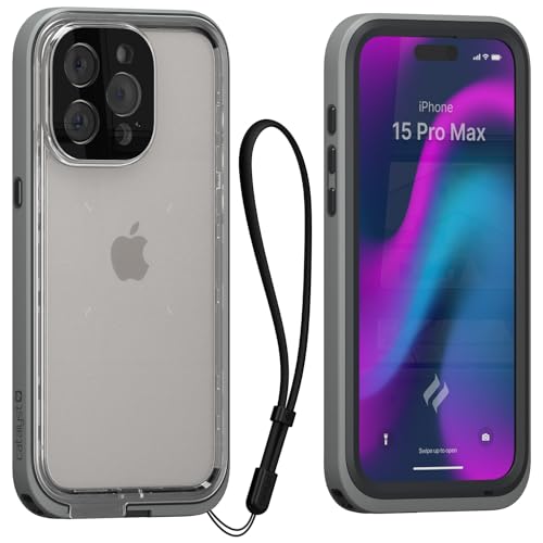 Catalyst Total Protection Case for iPhone 15 Pro Max - 5X More Waterproof iPhone Case, Highly Responsive Screen and Face id, Survives up to 65% Higher Drops Gray