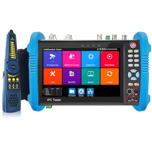 Rsrteng IPC-9800MOVTADHS Pro Full Features CCTV Camera Tester 8K 32MP IP Camera Tester 7-inch IPS Touch Screen Monitor CCTV Tester with 4K HD-TVI CVI AHD SDI Support DMM OPM VFL TDR Features POE HD