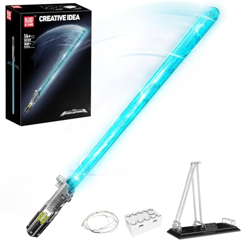 Mould King 10139 Lightsaber Building Set, Light Saber with Stand, Rechargeable LED Light Sword for Adult Kids Birthday Thanksgiving Xmas Toys Gift Halloween Cosplay (1089 Pieces)