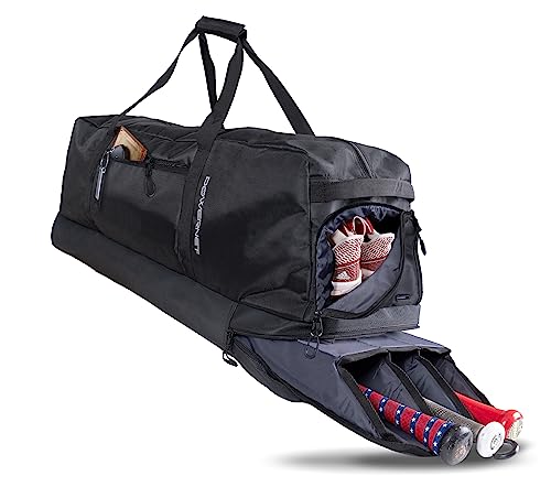 PowerNet Pro Bat Vault Duffle, Softball & Baseball Duffle Bag with Removable Padded Compartment Fits 34 Inch Bats, Hook Baseball Gear Bag to Fence