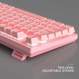 Pink Mechanical Gaming Keyboard and Mouse Combo Blue Switch 104 Keys White Backlit Keyboards, 7 Button Mouse Wired for Windows, Computer, Desktop, PC, Notebook, Laptop(Pink)