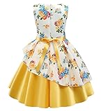 Princess Girls Floral Printting Formal Birthday Party Dresses 2018 Christmas Day Size 8T(Yellow01,150)